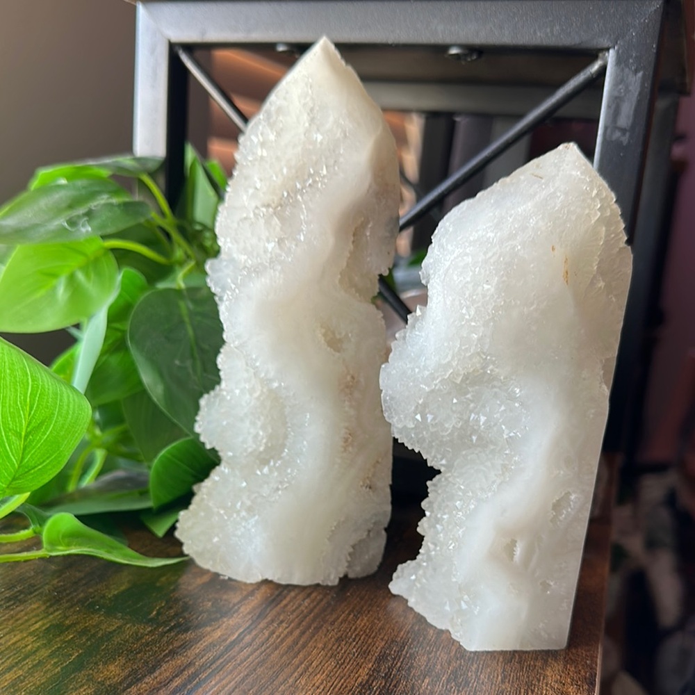 Elegant White Druzy Crystal Towers Bundle